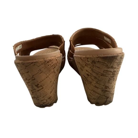 Crocs A-Leigh Cork 3" Wedge Sandal Snakeskin Print Comfortable-Brown-Slip On-9 - Picture 3 of 8